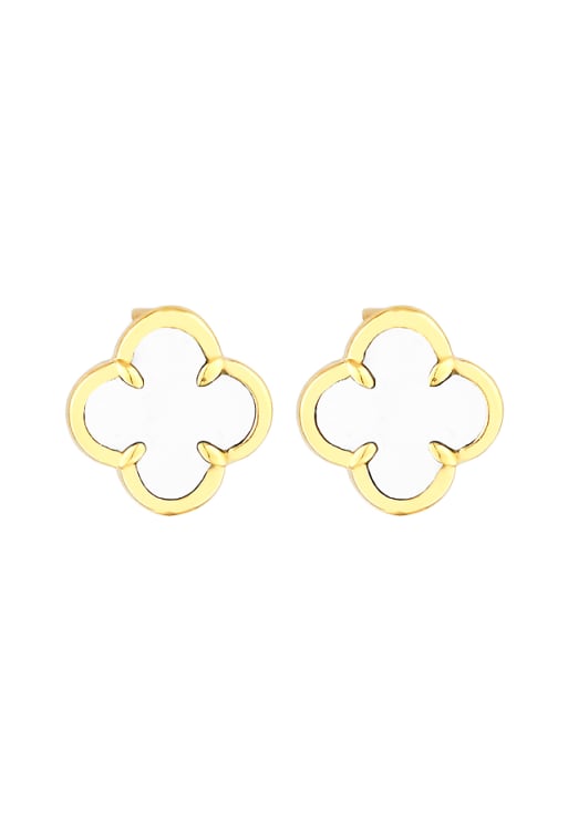 Elli Earrings elli stud earrings women cloverleaf enamel white 925 sterling silver 925 gold-plated gold in white