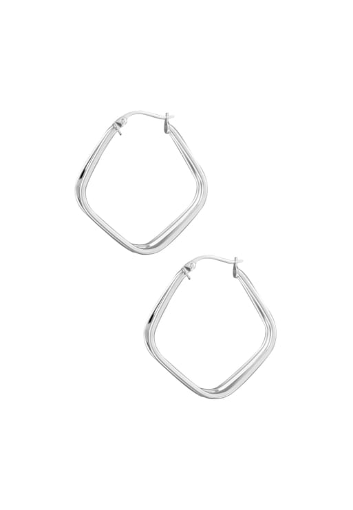 Elli Earrings Hoop Earrings Women Double Row Rectangle 925 Silver In Silver