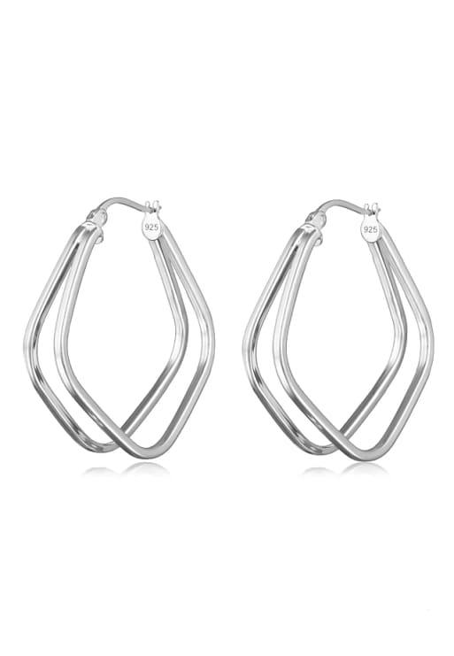 Elli Earrings hoop earrings women double row rectangle 925 silver in silver