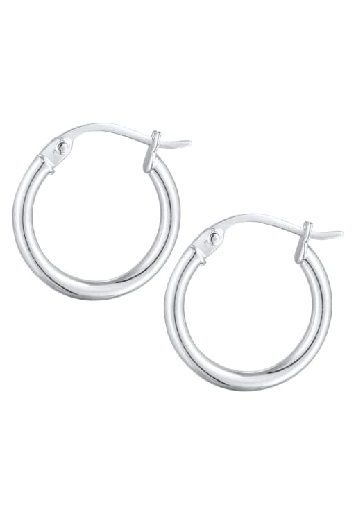 Elli Earrings Ladies Creoles Basic Bail Clasp In 925 Sterling Silver In Silver