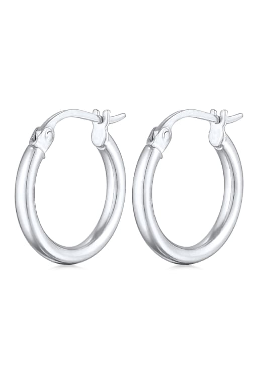 Elli Earrings ladies creoles basic bail clasp in 925 sterling silver in silver