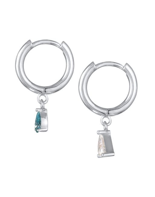 Elli Earrings Ladies Creoles Pendant Drop Triangle Gold Coloured With Crystals In Silver