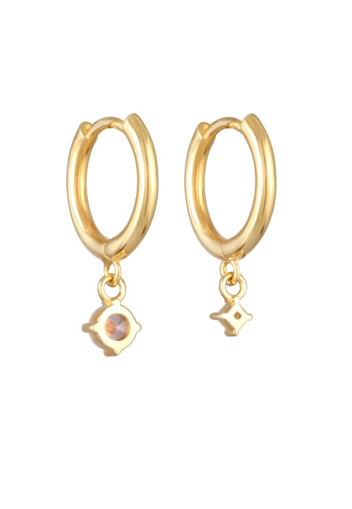 Elli Earrings Ladies Creoles Pendant Solitaire Gold Coloured With Crystals In Gold
