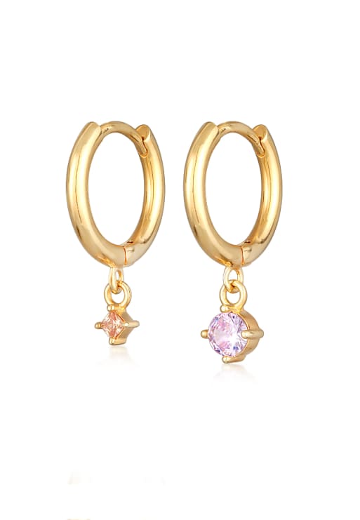 Elli Earrings ladies creoles pendant solitaire gold coloured with crystals in gold