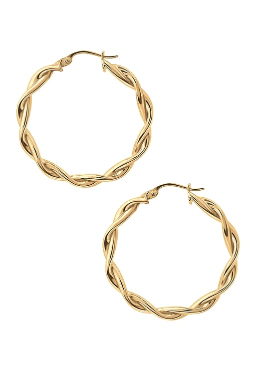 Elli Earrings Ladies Creoles Twisted In 925 Sterling Silver In Gold