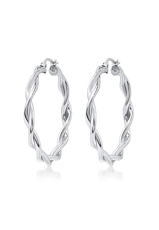 Elli Earrings ladies creoles twisted in 925 sterling silver in silver