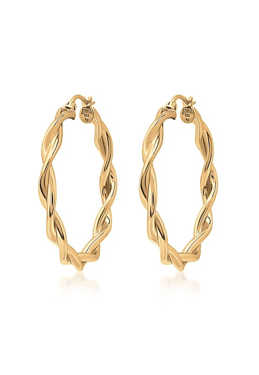 Elli Earrings ladies creoles twisted in 925 sterling silver in gold