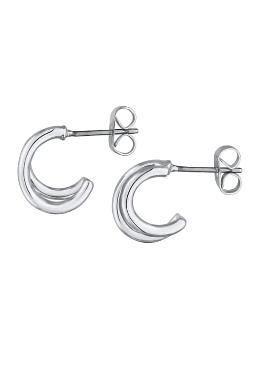 Elli Earrings ladies' stud earrings double-row basic gold coloured in silver