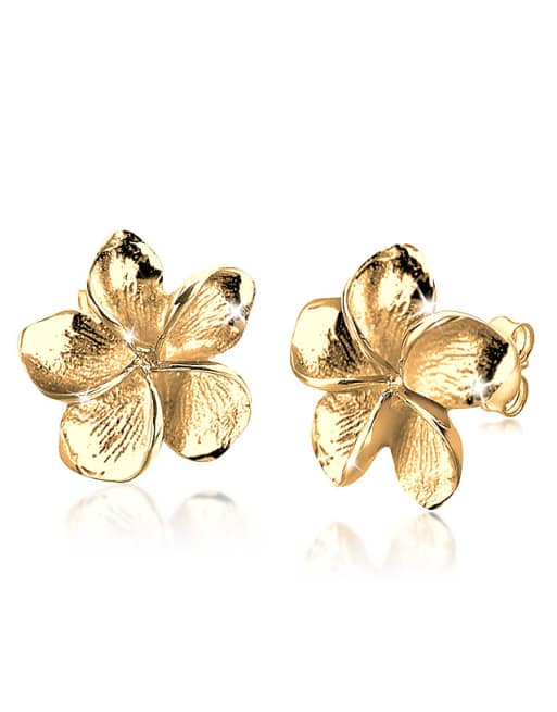 Elli Earrings ladies stud earrings frangipani flower flower filigree in 925 sterling silver in gold