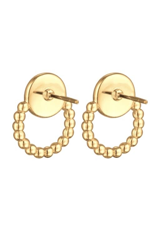 Elli Earrings Ladies Stud Earrings Platelet Ball Design Geo Silver Coloured In Gold