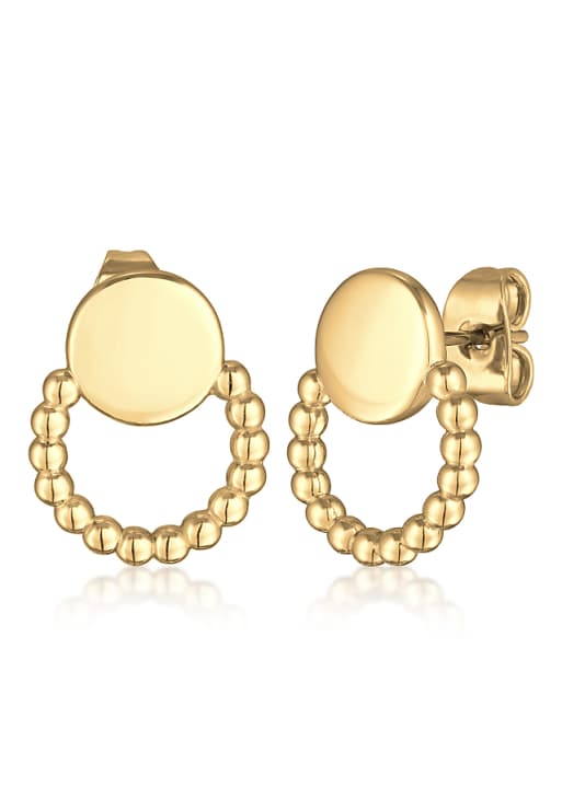 Elli Earrings ladies stud earrings platelet ball design geo silver coloured in gold
