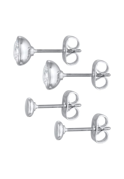 Elli Earrings Ladies Stud Earrings Platelet Geo Set Silver Coloured With Crystals In Silver