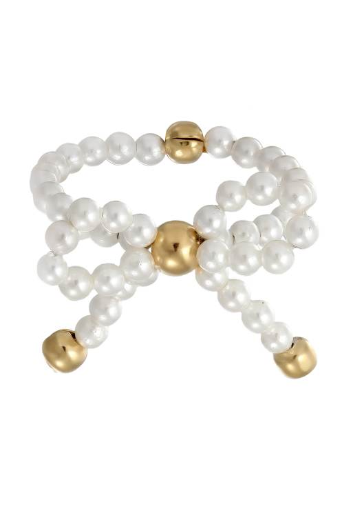 Elli Ring Elli Premium Ring Women Ribbon Shell Core Pearl 925 Sterling Silver Gold Plated Party / New Year's Eve Gold In White