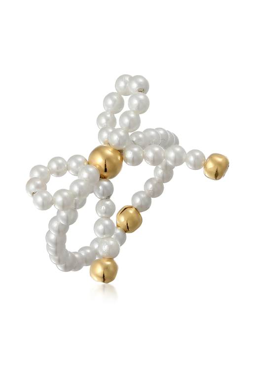 Elli Ring elli premium ring women ribbon shell core pearl 925 sterling silver gold plated party / new year's eve gold in white