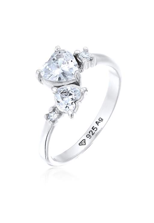 Elli Ring elli ring with stones women heart zirconia heart cut white 925 sterling silver valentine's day in silver