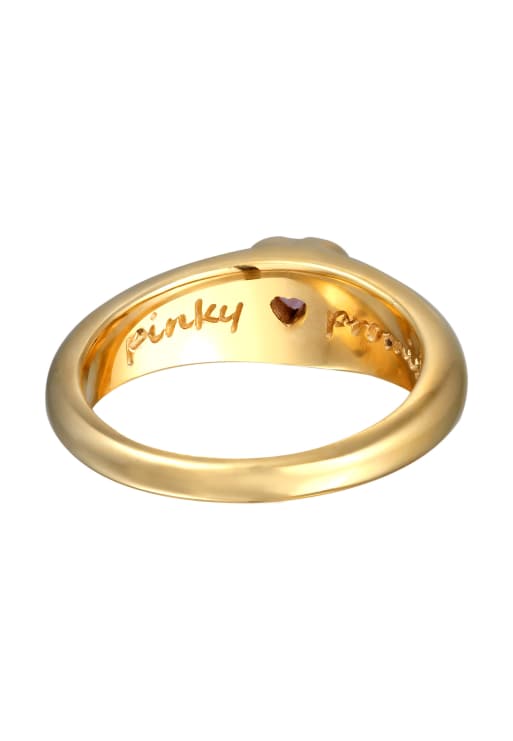 Elli Ring Ladies Band Heart Love With Zirconia In 925 Sterling Silver Gold Plated In Pink