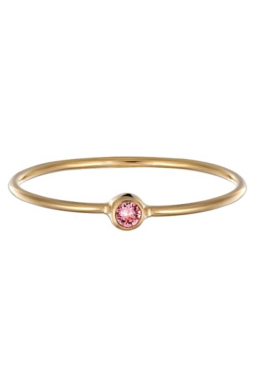 Elli Ring ladies solitaire stack filigree with crystals green in 925 sterling silver gold plated in rose