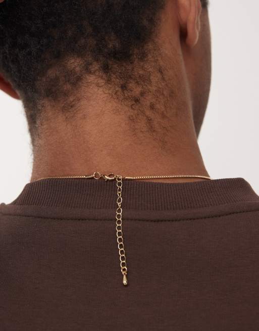 Faded Future Brown Resin Tag Pendant Necklace In Gold