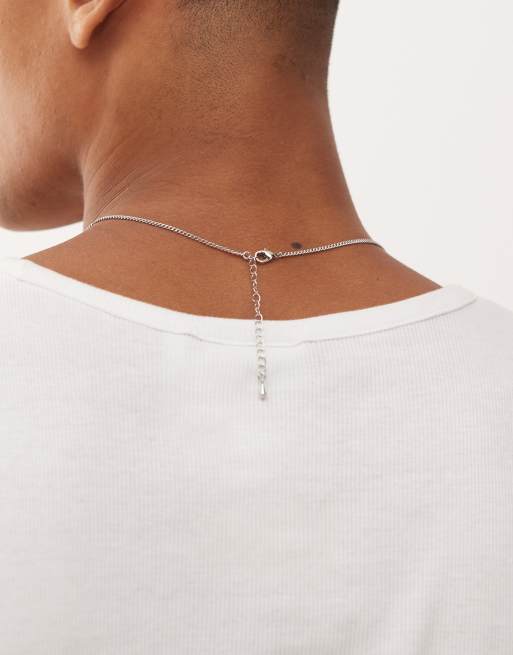 Faded Future Chain Necklace With Brown Marble Pendant In Silver