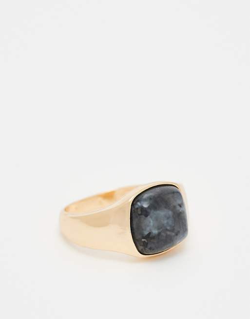 Faded Future natural stone signet ring in silver