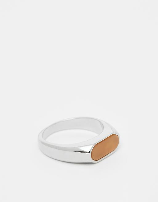 Faded Future resin stone signet ring in silver