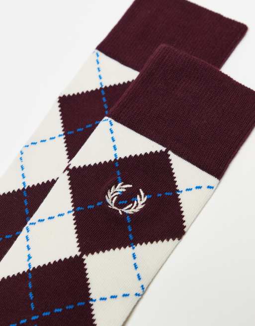 Fred Perry Argyle Socks In Burgundy