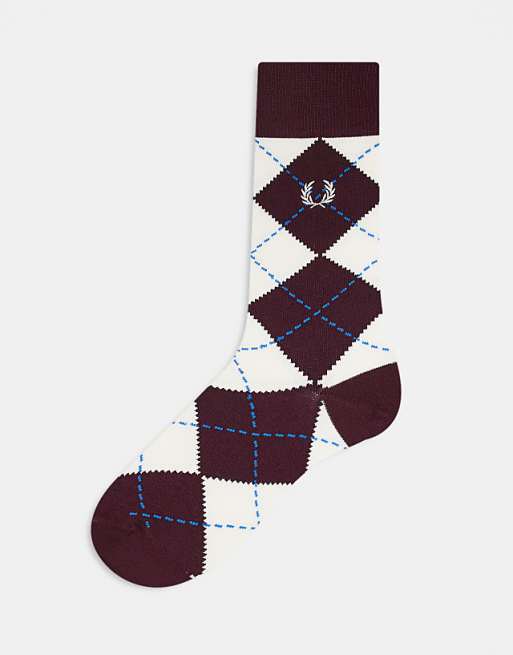 Fred Perry argyle socks in burgundy