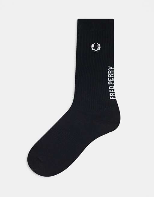 Fred Perry bold logo socks in black