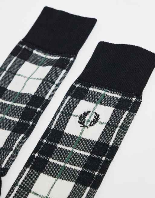 Fred Perry Tartan Socks In Stone