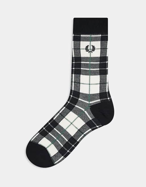 Fred Perry tartan socks in stone
