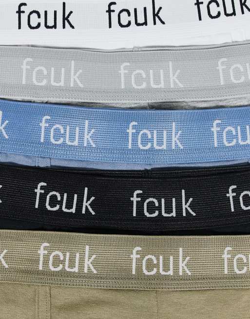French Connection 5 Pack Fcuk Cotton Stretch Boxers In Khaki