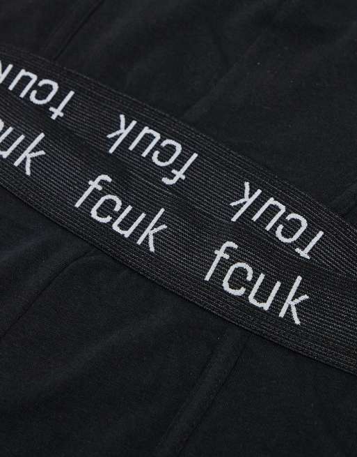 French Connection 5 Pack Fcuk Cotton Stretch Boxers In Black