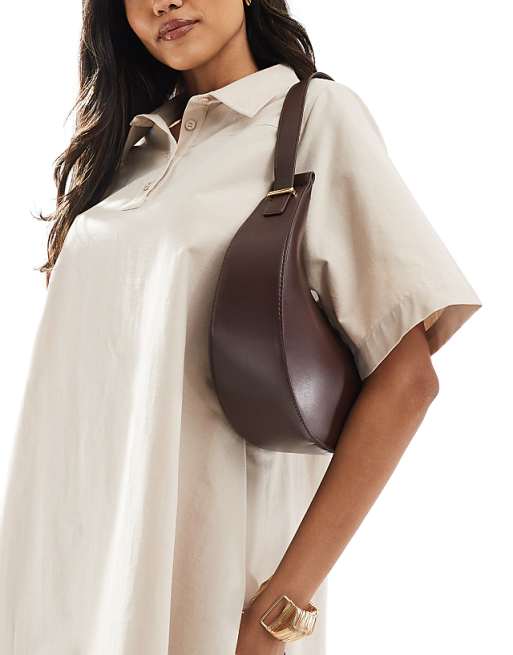 Glamorous Crescent Shoulder Bag In Chocolate Brown