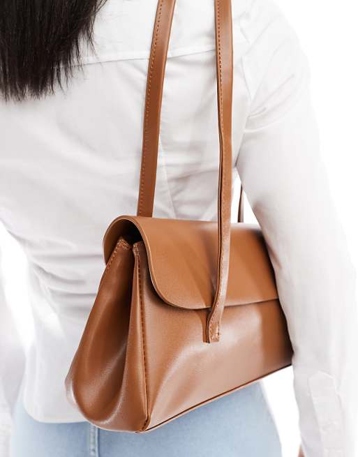 Glamorous Elongated Clean Shoulder Bag In Tan