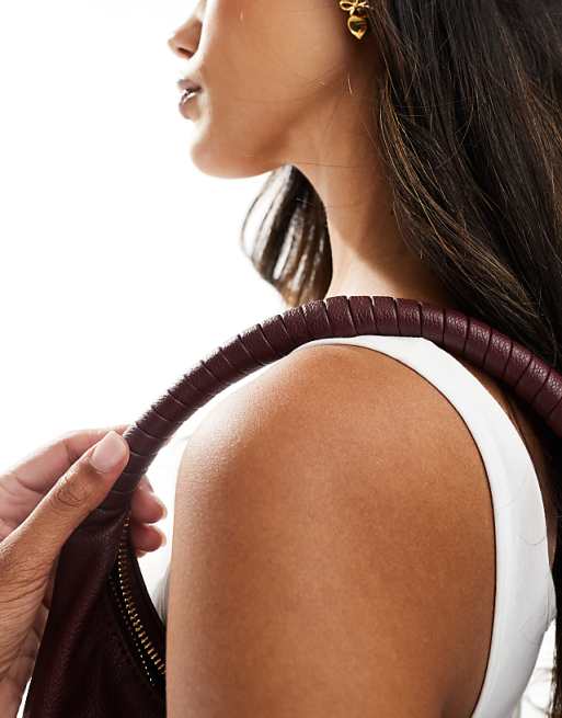 Glamorous Large Shoulder Bag In Burgundy
