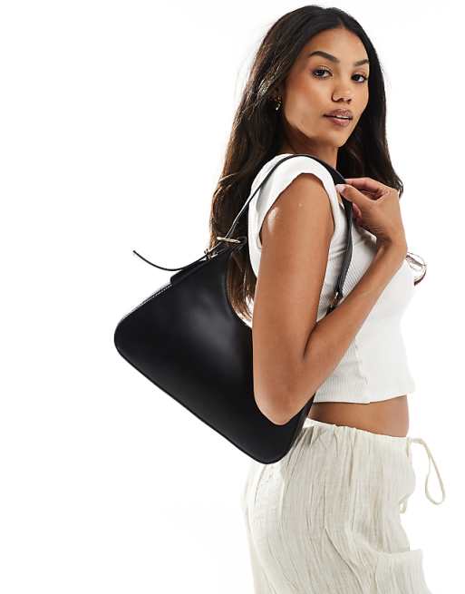 Glamorous minimal shoulder bag with buckle strap in black