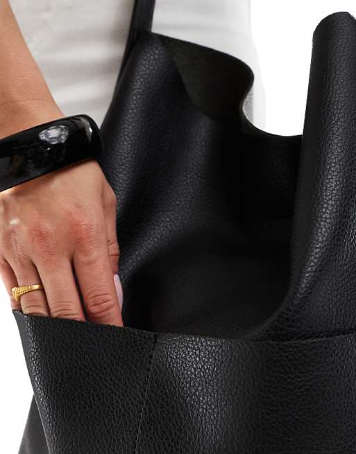Glamorous Shoulder Tote Bag With Pocket Detail In Black