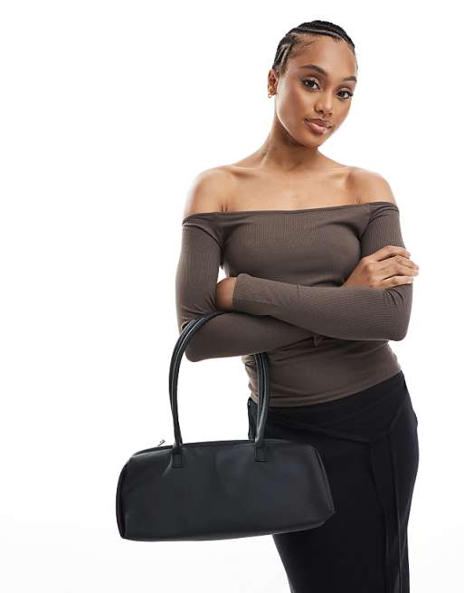 Glamorous slouchy long shoulder bag in black