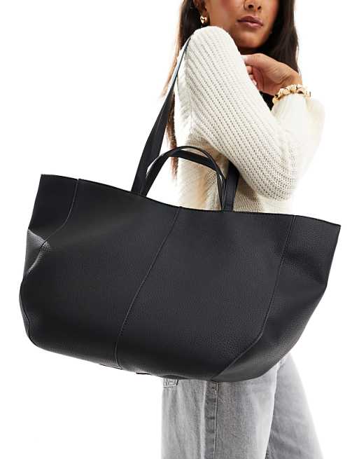 Glamorous structured tote bag in black
