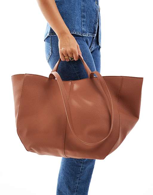 Glamorous Structured Tote Bag In Tan
