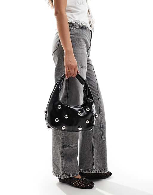 Glamorous Studded Mini Grab Bag In Black