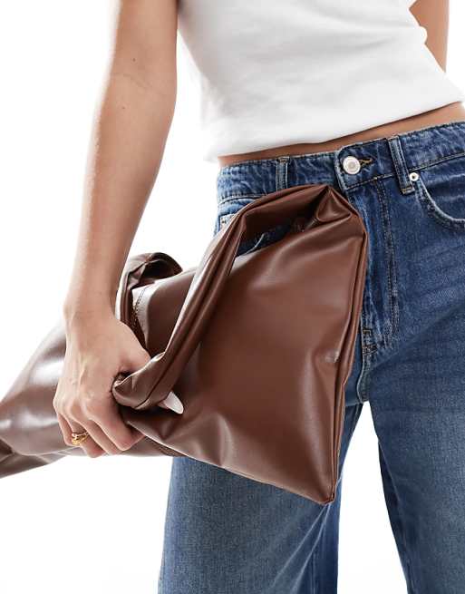 Glamorous Winged Shoulder Tote Bag In Chocolate Brown