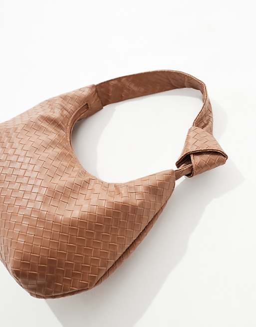 Glamorous Woven Shoulder Bag In Taupe