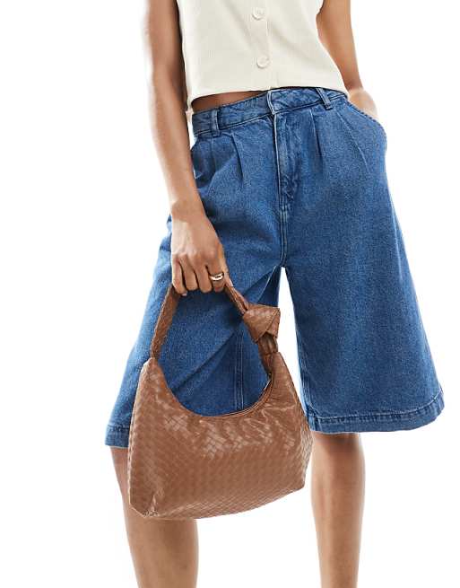 Glamorous Woven Shoulder Bag In Taupe