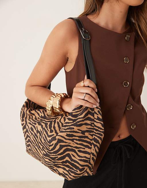 Glamorous Zebra Print Slouchy Shoulder Bag
