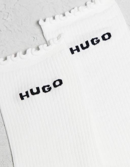 Hugo Red 2-pack Socks In White With Frilled Edge
