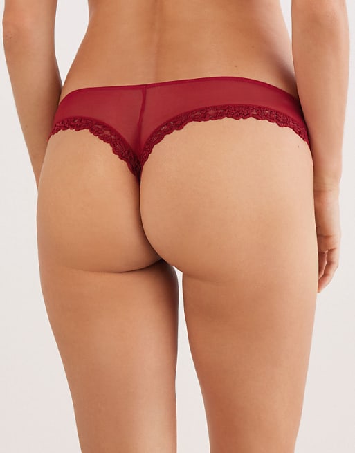 Intimissimi Pretty Flowers Brazilian Briefs In Sealing Wax Red