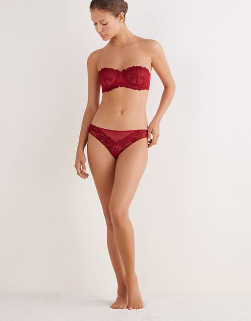 Intimissimi Pretty Flowers Brazilian Briefs In Sealing Wax Red