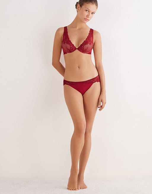 Intimissimi Pretty Flowers Briefs In Sealing Wax Red