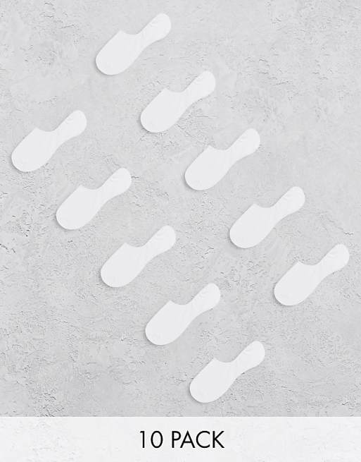 Jack & Jones 10 pack invisible socks in white